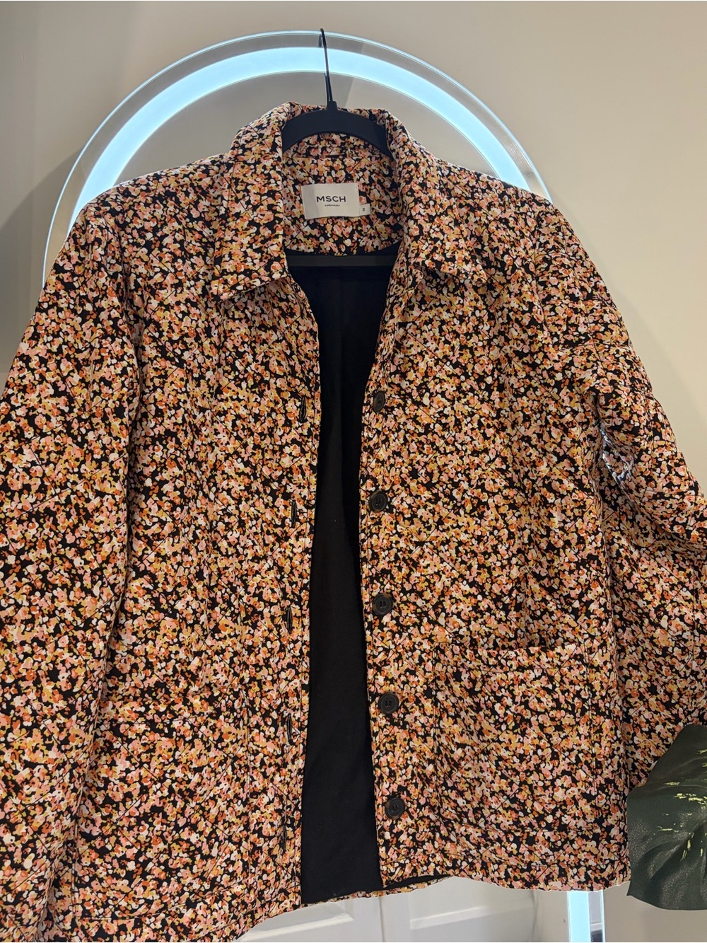 Floral Quilted Button-Up MSCH Jacket - Brown Floral - Picture 2 of 6